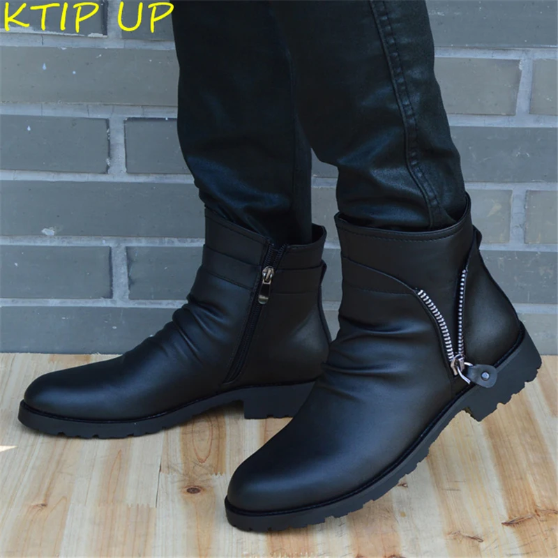 Роскошная осенне-зимняя обувь Ботинки Челси из натуральной кожи Мужская с мехом