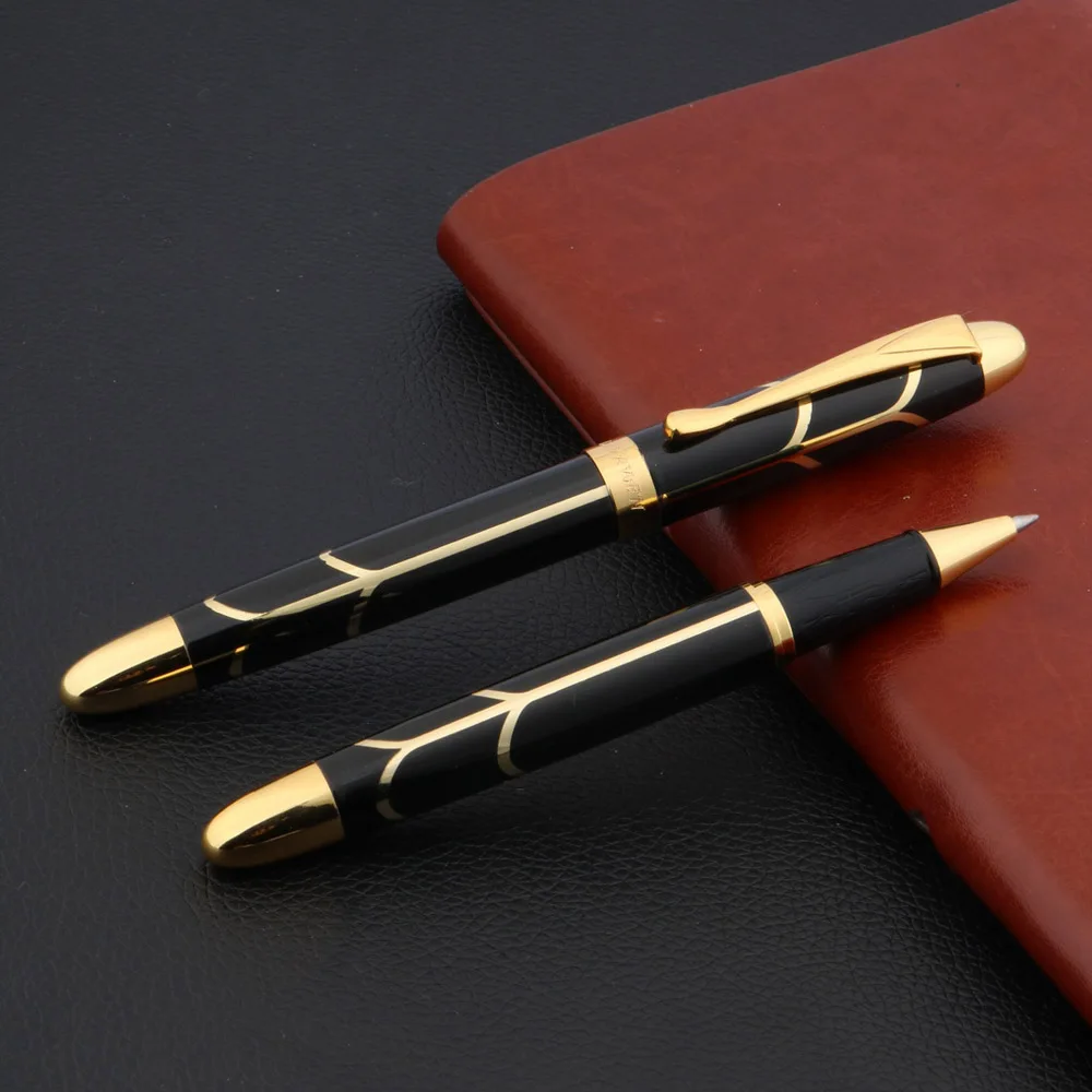 8011 черная металлическая новая золотая иридиевая перьевая ручка | Канцтовары для