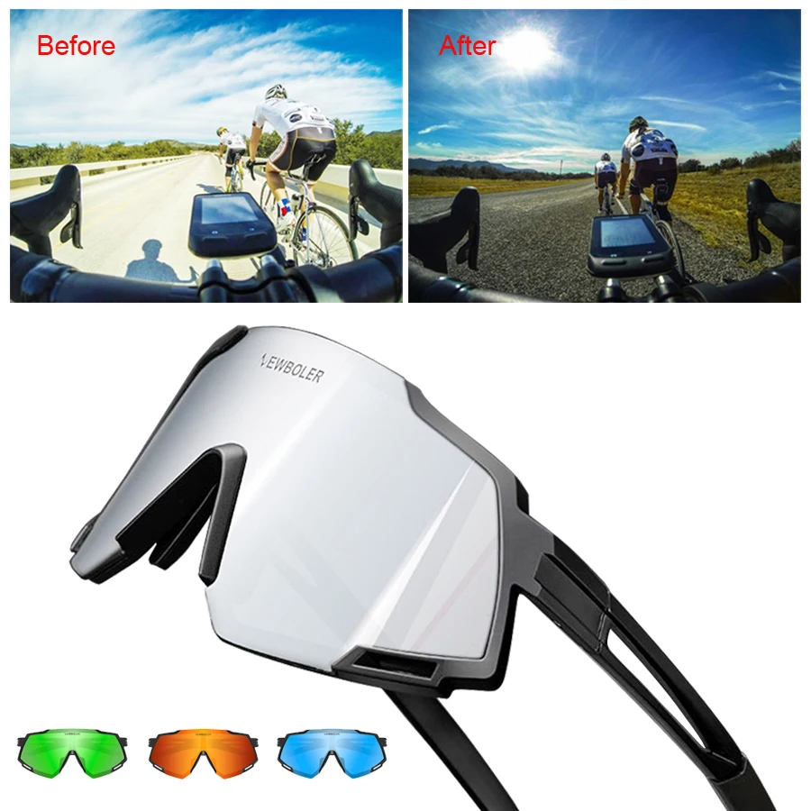 NEWBOLER Polarized 5 Lens Cycling Sunglasses UV400 Mountain Road Bike Eyewear Outdoor Sport Cycling Glasses Bicycle Goggles