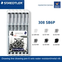 staedtler 308 sb6p pigment liner fineliner technical drawing pens assorted line width set of 6