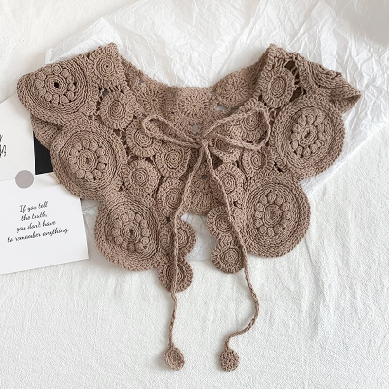 Винтажная Этническая вязаная крючком шаль шарф с круглым узором однотонная