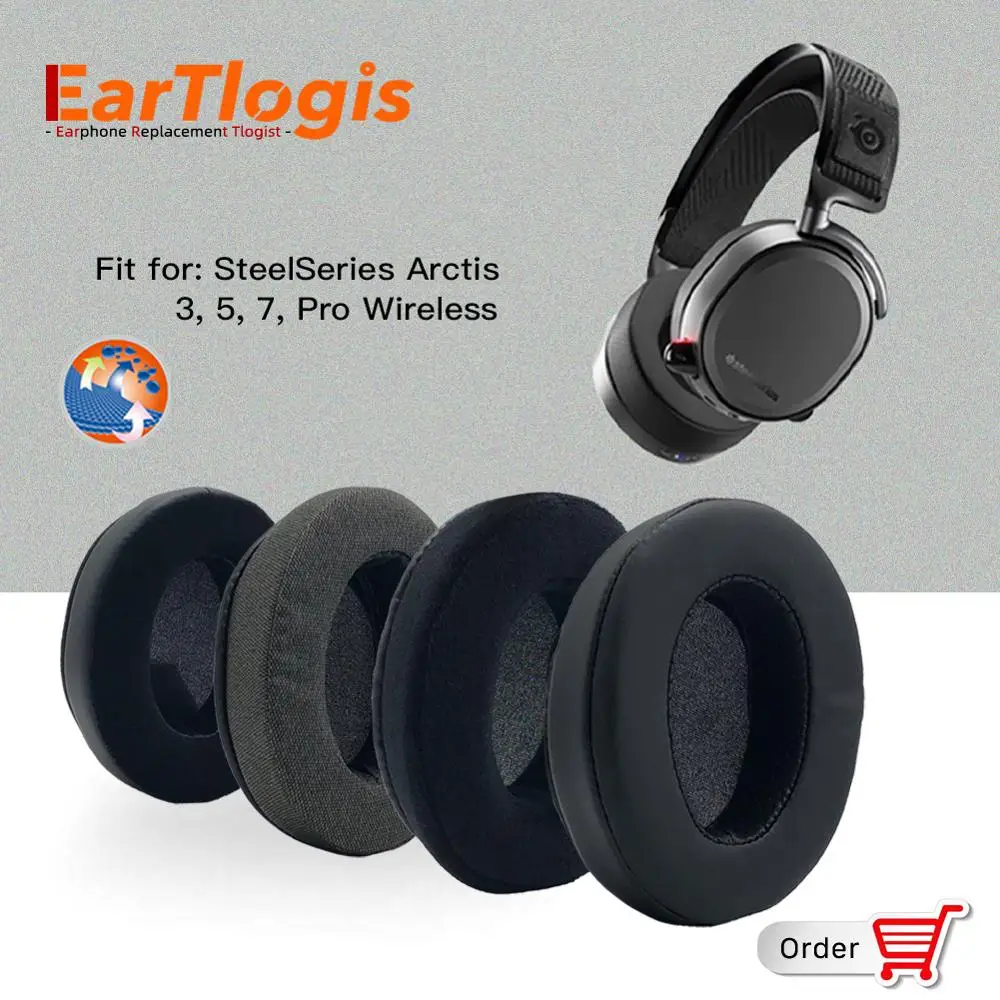 

EarTlogis Replacement Ear pads for SteelSeries Arctis 3, 5, 7, Pro Wireless Headset Parts Earmuff Cover Cushion Cups Pillow