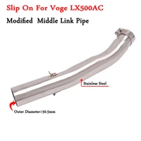 motorcycle exhaust escape modified middle link pipe tube connecting 51mm moto muffler slip on for voge500 lx500ac voge 500 2021