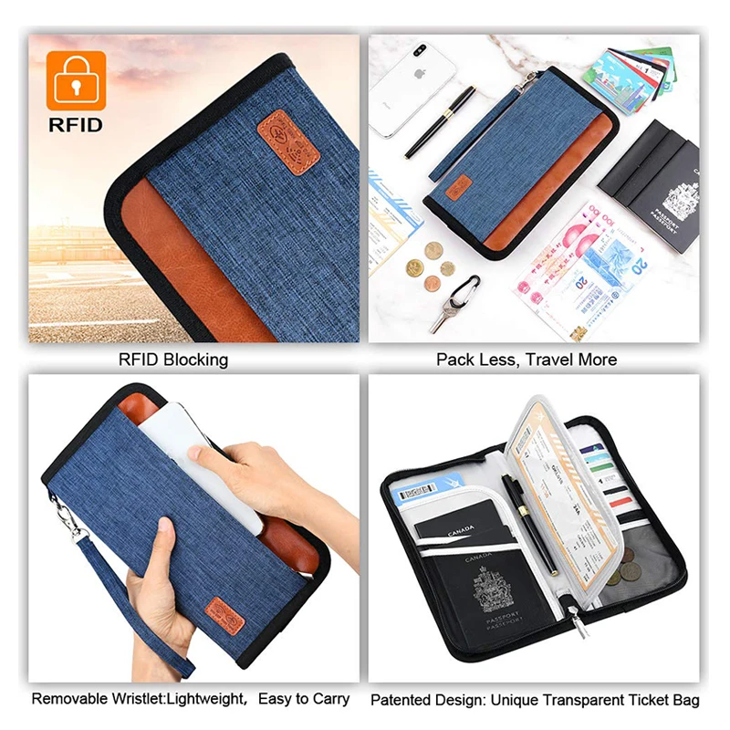 Держатель для паспорта с меткой путешествий набор RFID Блокировка кошелек ID карты