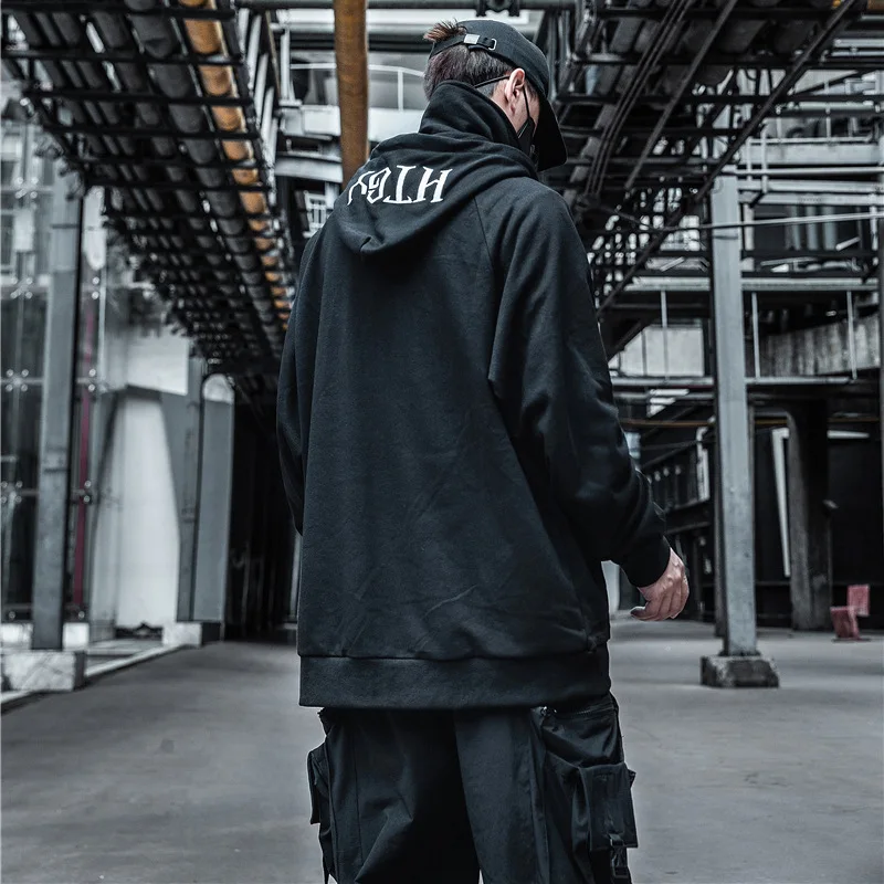 Повседневный темно функциональный комбинезон в стиле хип хоп из двух предметов с