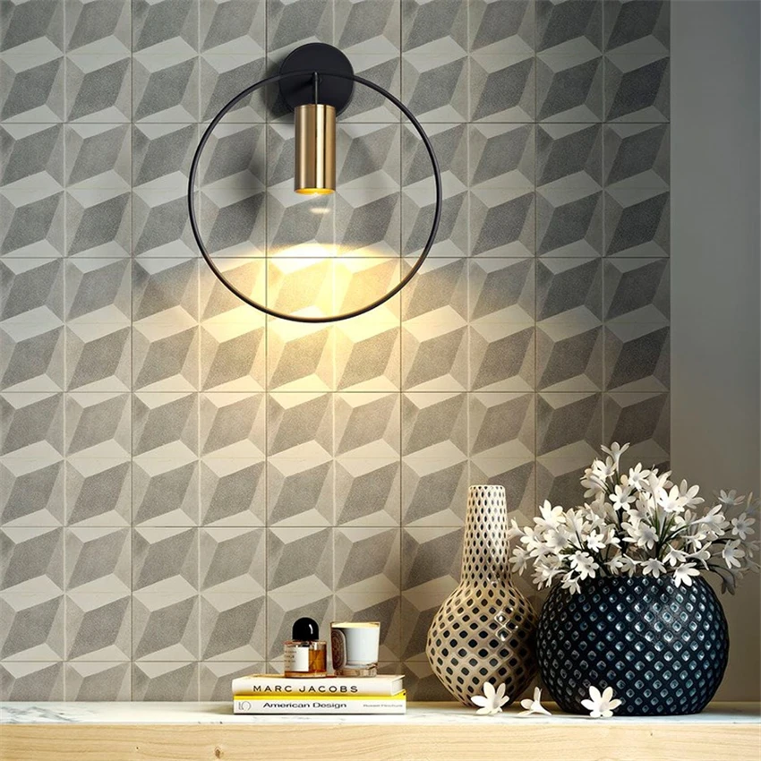 Настенные светильники в скандинавском стиле круглая современная лампа для