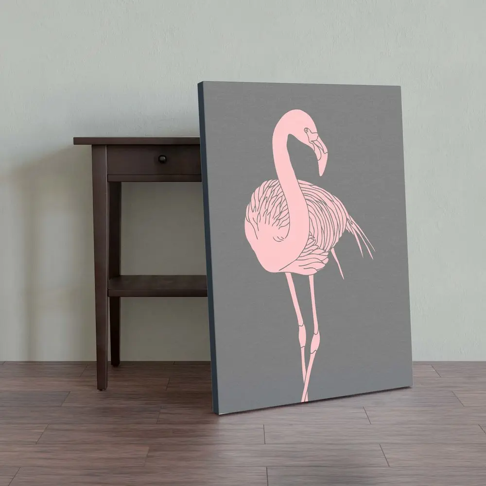 Картина Задумчивый Фламинго на холсте с подрамником / Российской производство