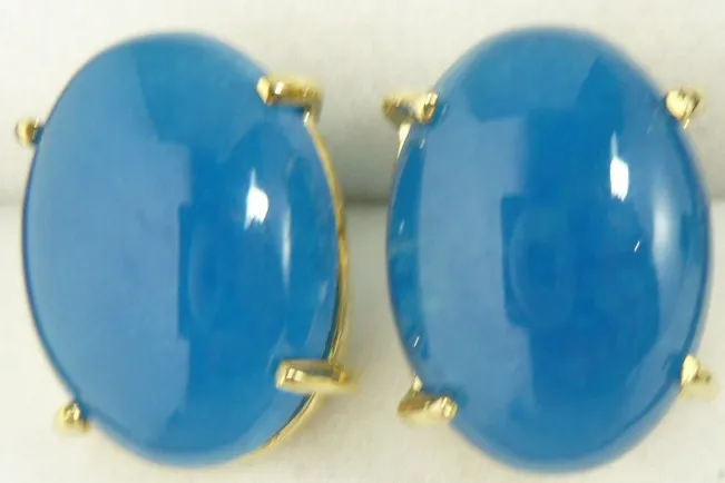 3 colors! wholesale wonderful 13*18mm 18KGP red/blue/green Natural jade Earring | Drop Earrings