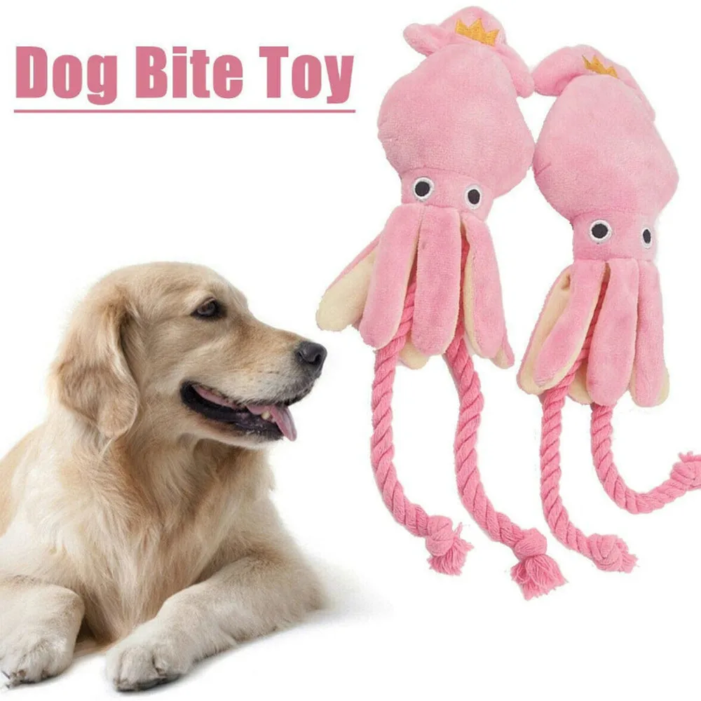 

Cute Squid Dog Toy Octopus Cute BB Plush Pet Puppy Rope Toys Pink Chew Squeak Toys