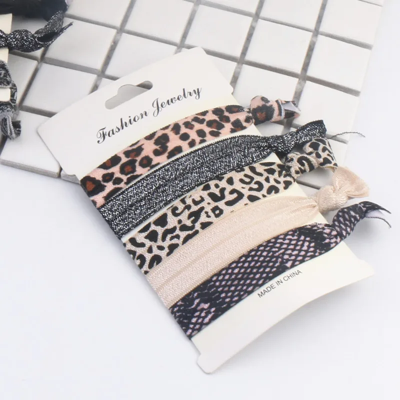 Новинка модные эластичные резинки для волос с леопардовым принтом 5 шт./компл.