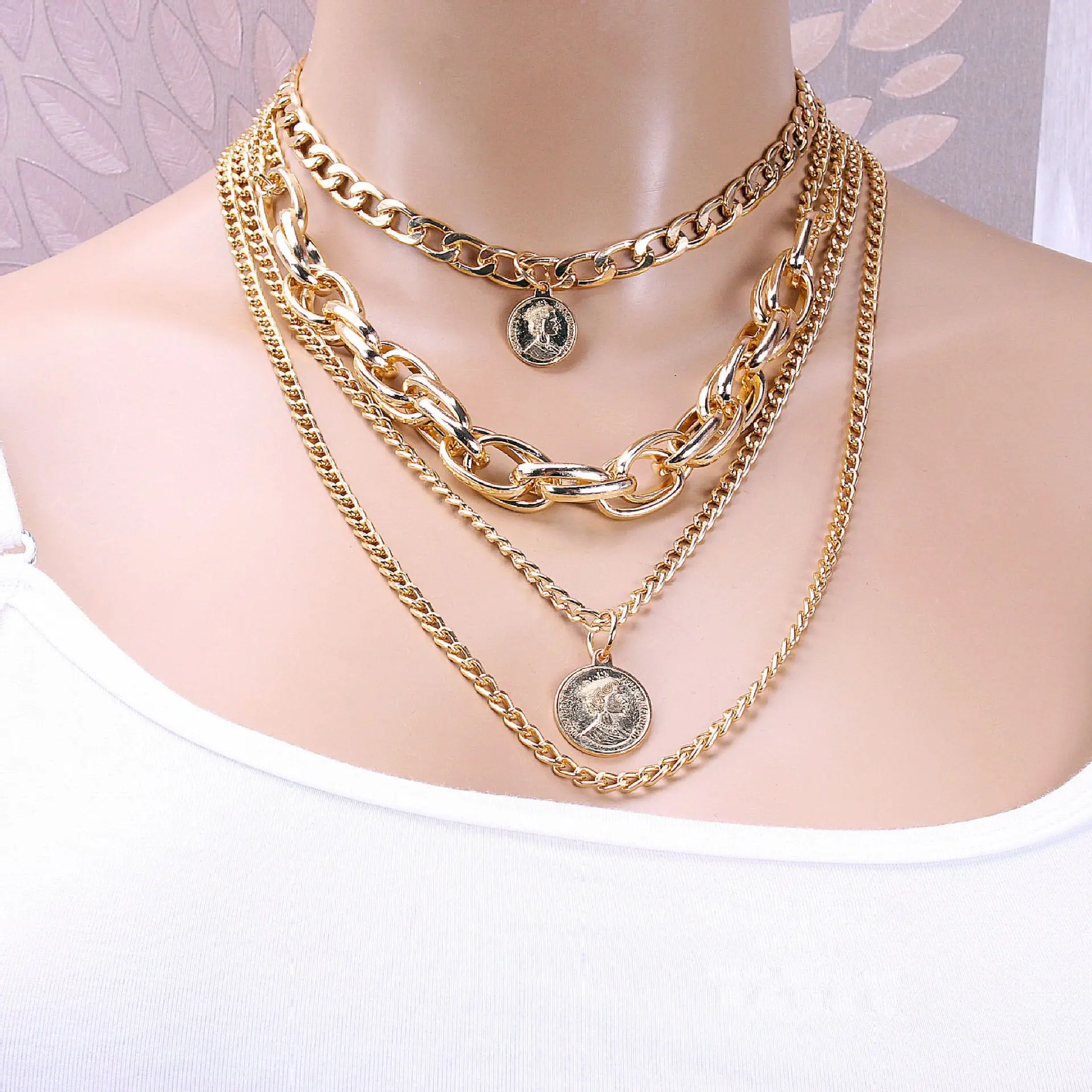 

Free Shipping Handmade Unique Creativity Alloy Tag Cross Sweater Chain Fashion Simple Religion Madonna Multilayer Necklace