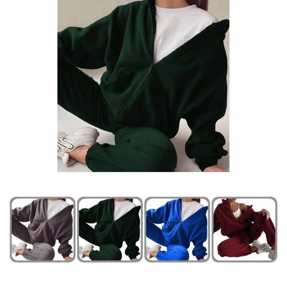 

1 Set Popular Loose-fitting Windproof Hoodie Trousers Hoodie Trousers Lady Zipper