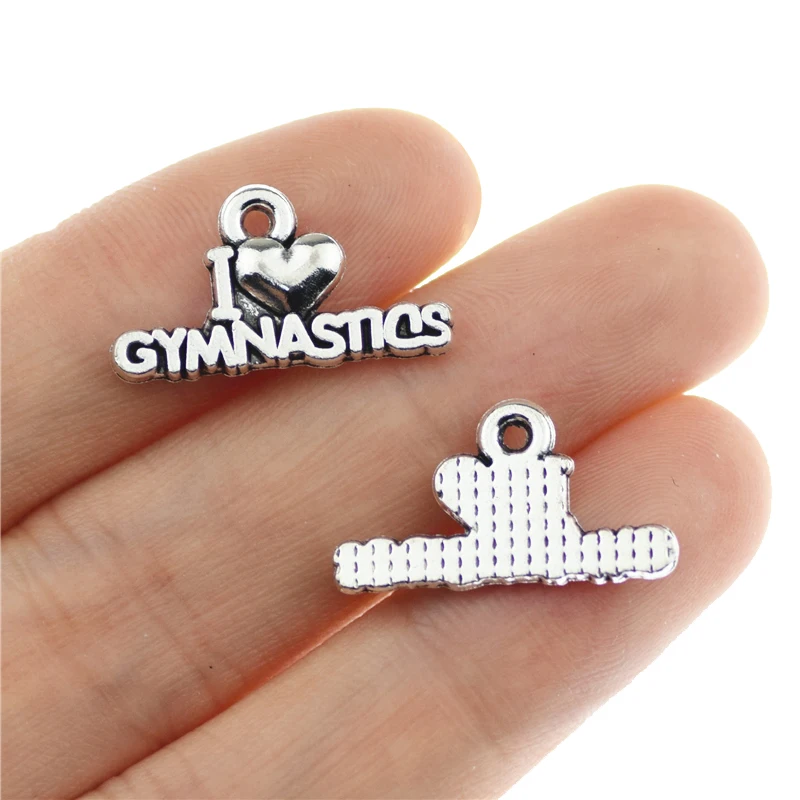 

20pcs 20x11mm I Love Gymnastics Charms Pendant I Love Gym Pendant Charms for Jewelry Making DIY