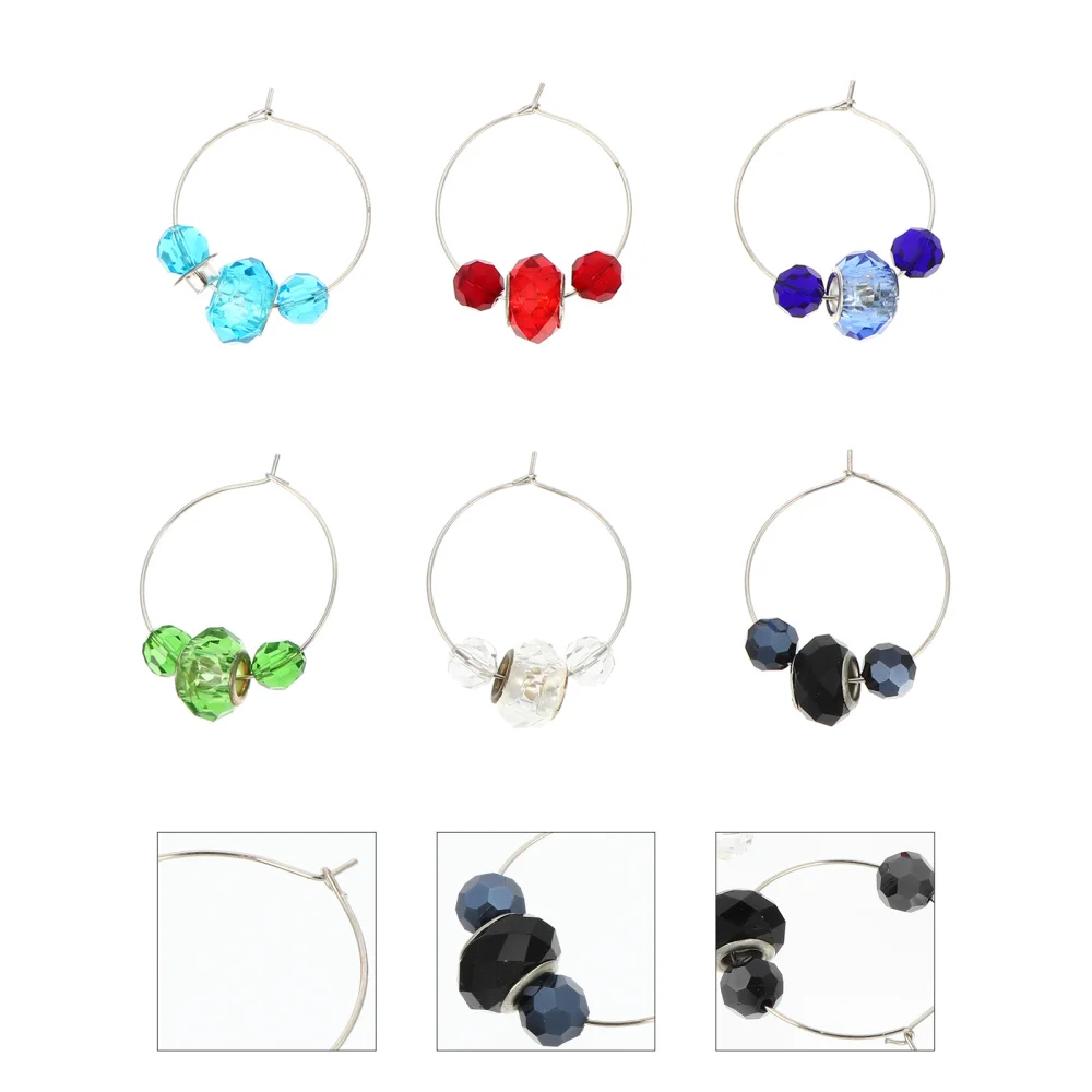 6 шт. многоразовые бирки кольца Бусины Стеклянные маркеры Вечерние | Дом и сад