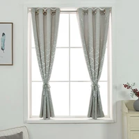 yvonicky new silver jacquard linen blackout curtains drape of grommet top with rod rail together for bedroom bay window curtain