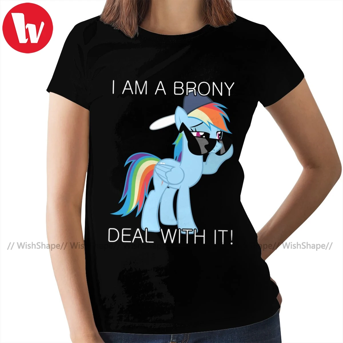 Футболка с изображением пони всех цветов радуги Платье брони смешные футболки