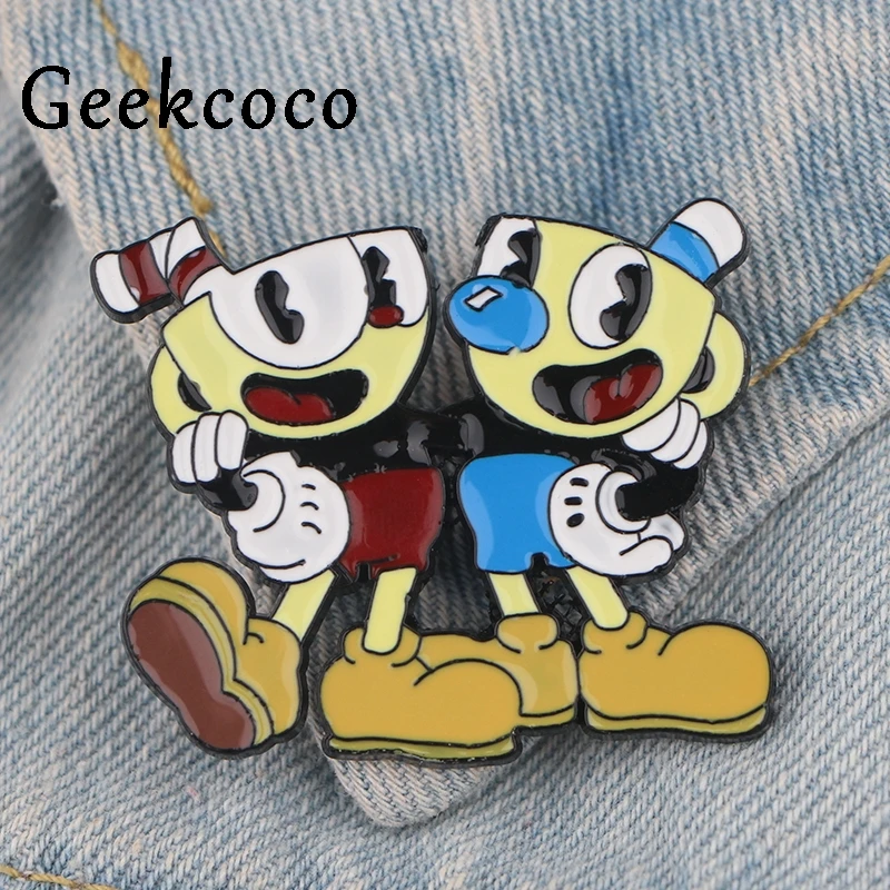 Cuphead игра цинковый сплав мультфильм булавки для мужчин женщин рубашка пальто