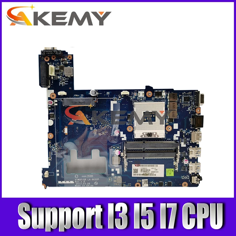 

LA-9632P Laptop motherboard For LENOVO Ideapad G500 HM76 90002834 PGA989 I3 I5 I7 Support Mainboard DDR3 SLJ8E