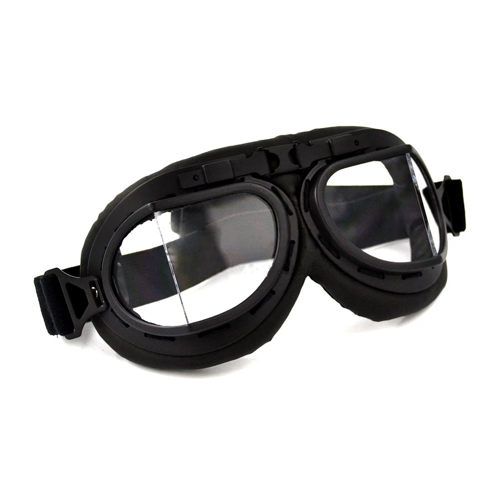 

GT-005-SM BLACK GOGGLES SMOKE LENS WWII RAF VINTAGE PILOT MOTORCYCLE BIKER CRUISER HELMET