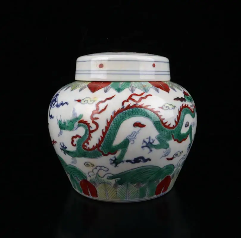 

China Colored glaze ceramic Tea cans crafts statue