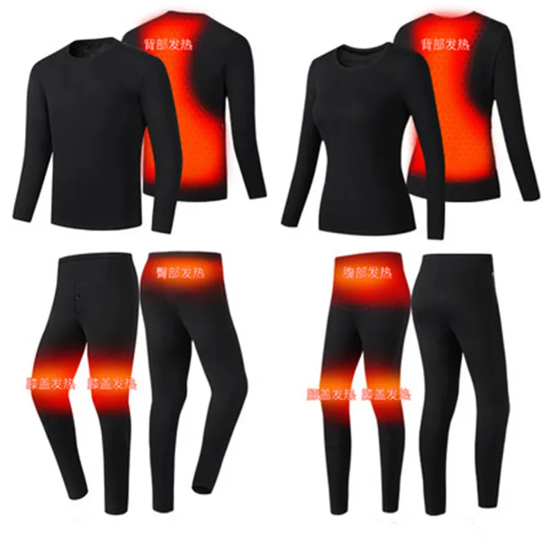 Зимнее нижнее белье с подогревом питанием от батареи USB флисовые футболки и штаны