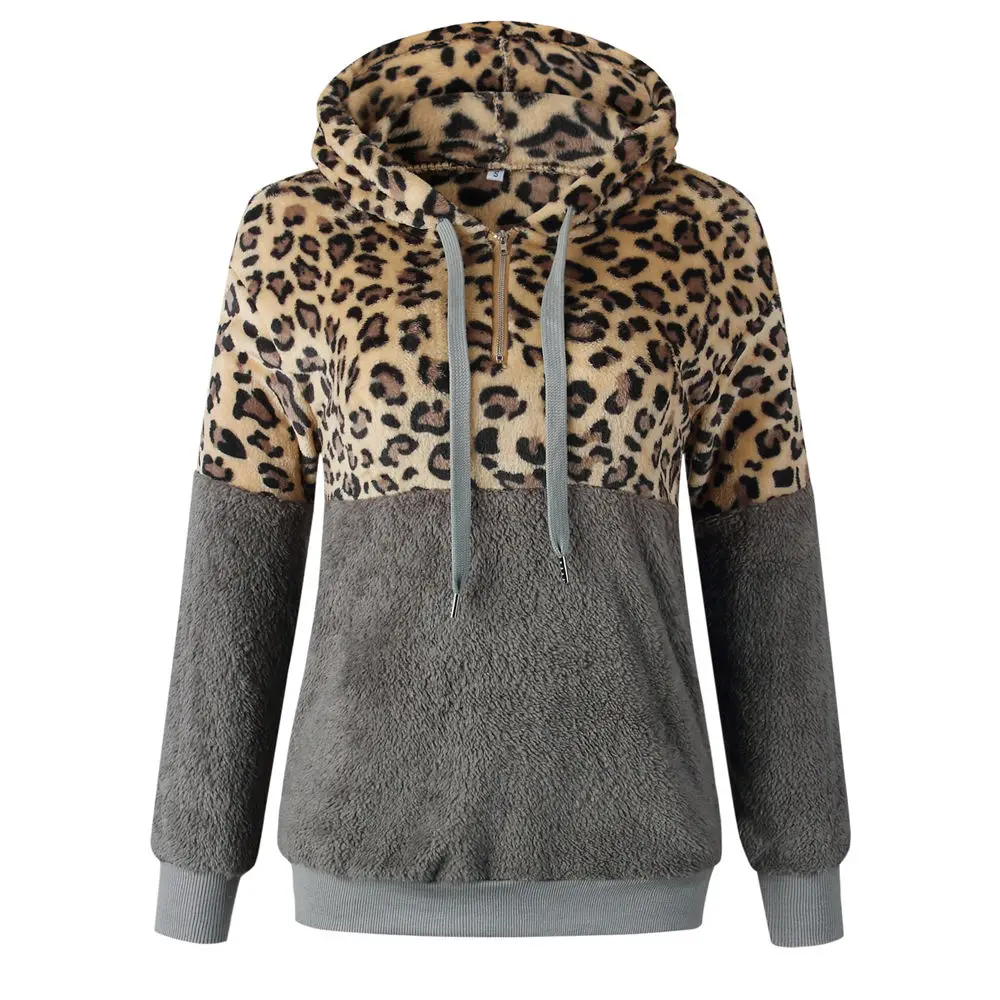 

Leopard Teddy Sweater Hooded Oversized Sherpa Pullover New Plus Size 5XL Fluffy Feece Sweaters Female Leopard Warm Streetwear