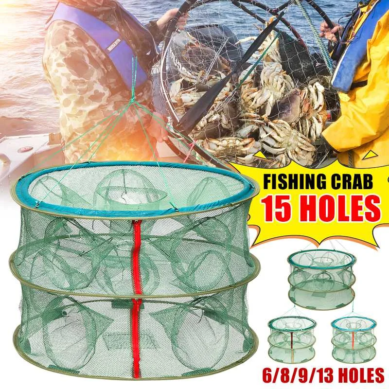 

9/13/15 Holes Crayfish Catcher Folding Double Layer Fishing Net Casting Crayfish Catcher Fish Trap Shrimp Catcher Tank Cage Net