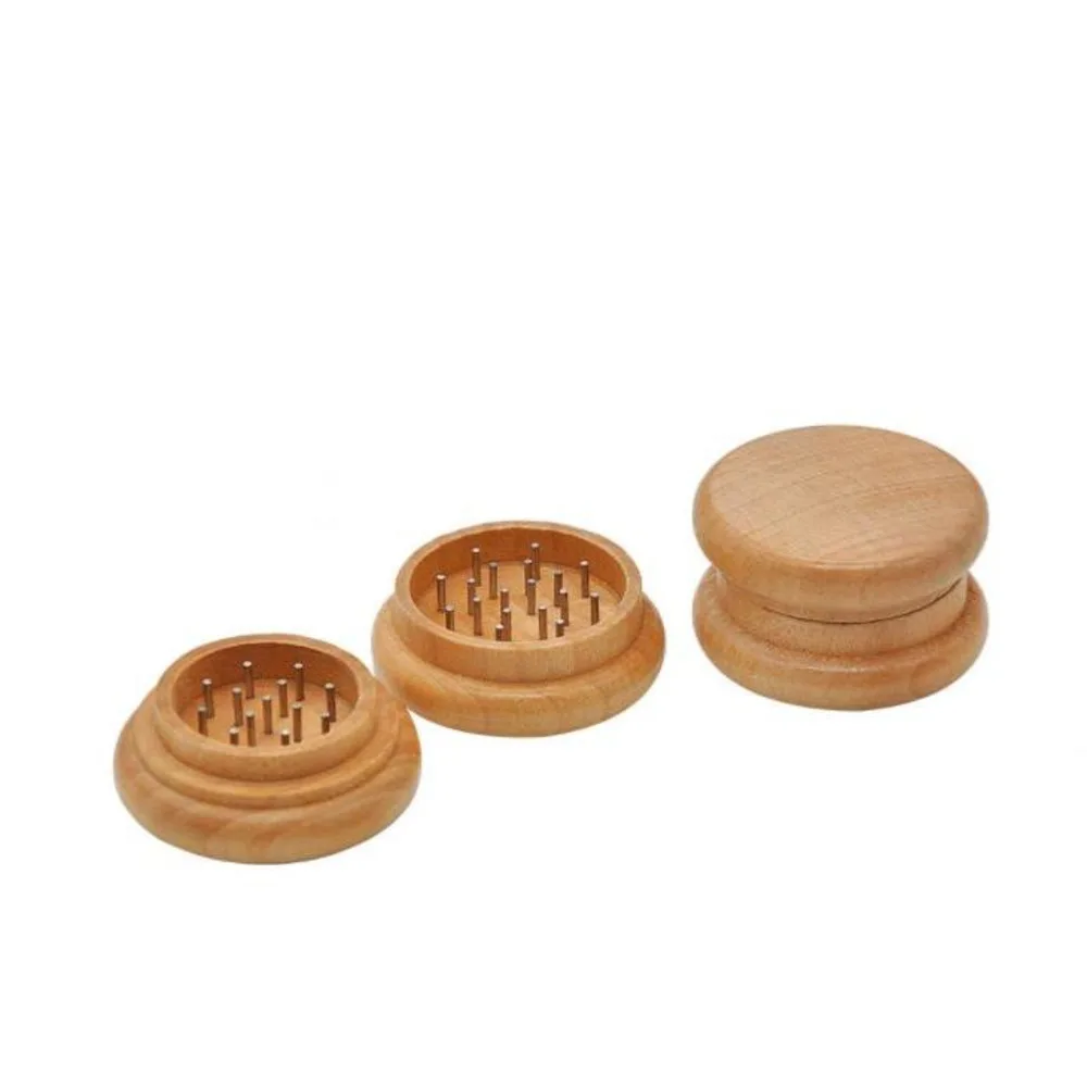 

120pcs Tobacco Grinder Round Wooden Herb Grinder 54mm 2 Parts With Nail Teeth Crusher Smoking Accessories