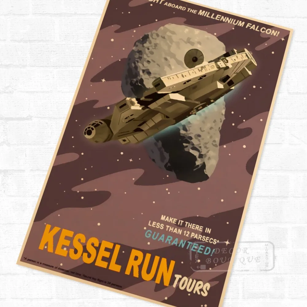 Sci fi Кессель Run Марс место для экскурсий Винтаж плакат в стиле ретро из крафт