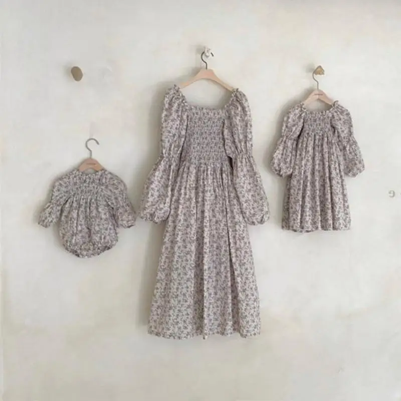 

Платье для родителей и детей, осень 2022, платье принцессы, женское платье в иностранном стиле с рукавами-фонариками