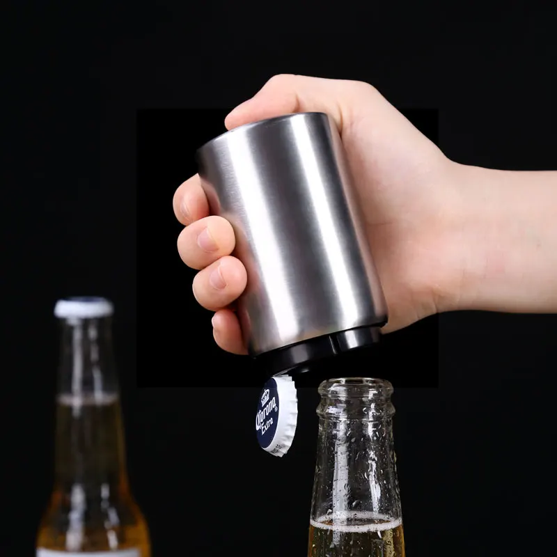 

Press type bottle opener creative magnetic suction bottle opener Multifunctional 430 Stainless Steel Beer Opener