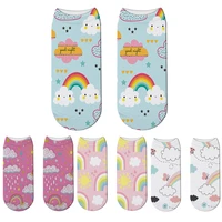 lovely girls rainbow clouds socks comfortable harajuku short pink socks womens funny personality unicorn low ankle cotton socks