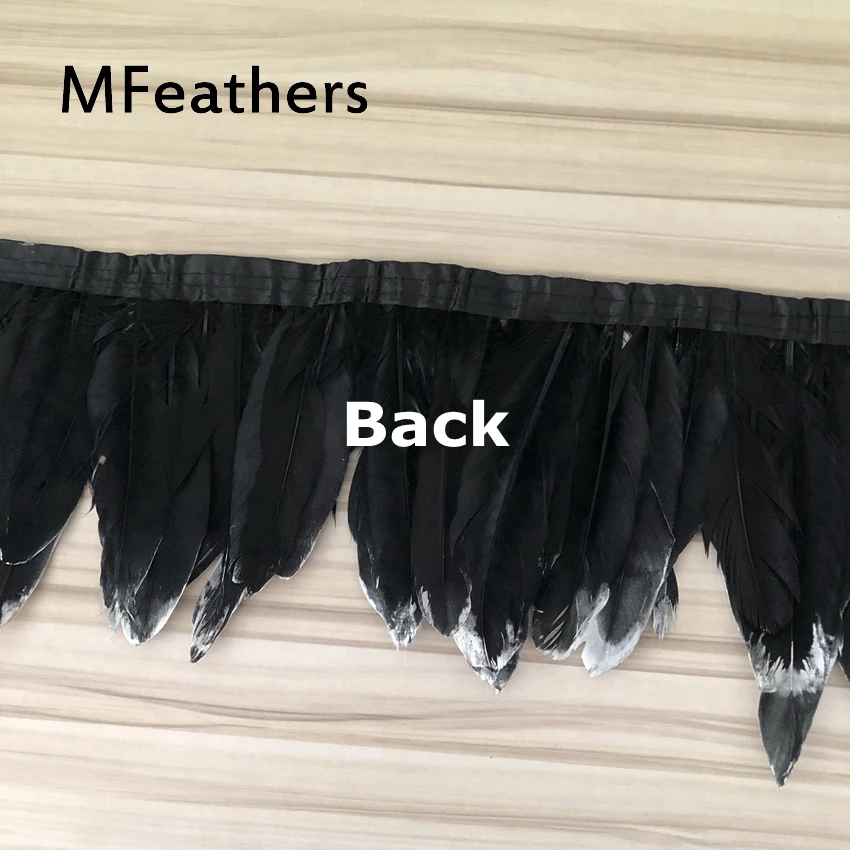 Отделка из 2 ярдов/партия крашеных гусиных перьев черные с серебряными