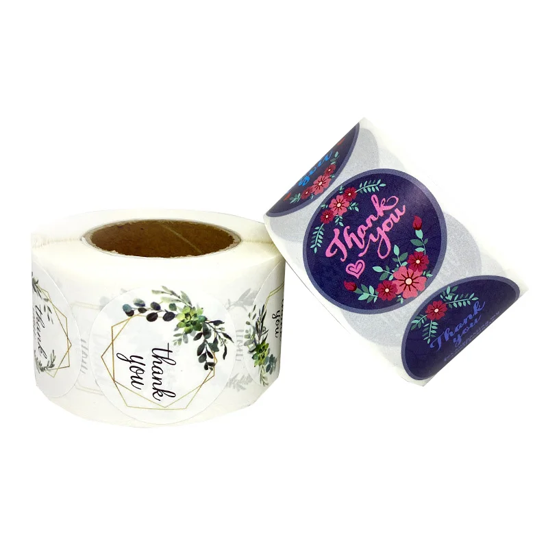 

1.5-inch Thank You Stickers Handmade Sticker Round Floral Flowers Stationery Wedding Birthday Party Gift Seal Labels Stationery