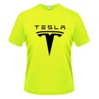 Мужские футболки с цифровой печатью Тесла, летние дышащие рубашки, повседневные топы с круглым вырезом для гоночного костюма, 2021