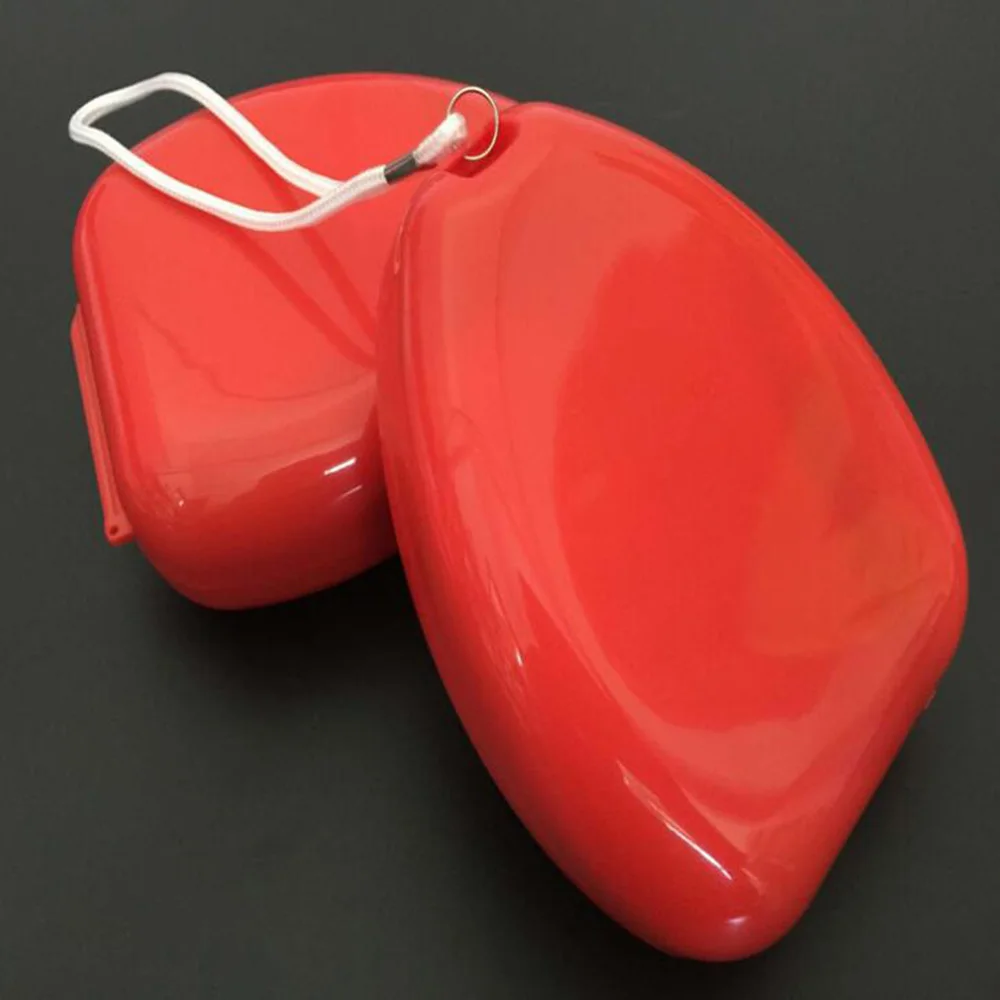 red Спасательная маска CPR, маска первой помощи, реаниматор, односторонний клапан CPR, лицевая маска для выживания, снаряжение для выживания на открытом воздухе - Цвет: red