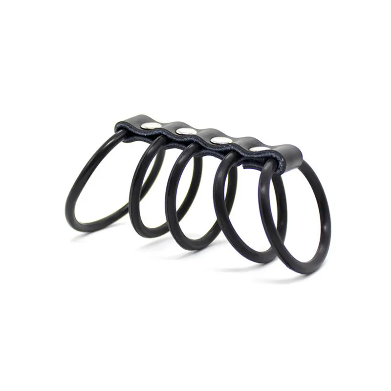Silicone 5 O-ring Фетиш мужские сексуальные штаны для пениса гей кожаное кольцо для члена Регулируемый порно белье БДСМ бондаж эротические брюки от костюма для взрослых секс игры - Цвет: Silicone 5 O-ring