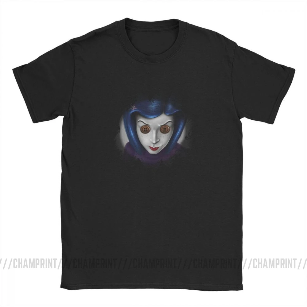 Футболки Coraline для мужчин с коротким рукавом в стиле Хэллоуин уникальные футболки