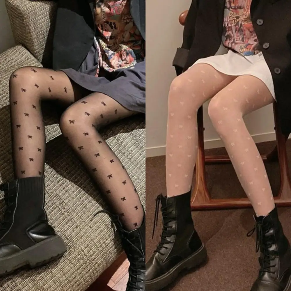 Модные женские черные колготки с принтом бабочки и букв прозрачные сетчатые