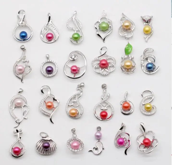10 pearl pendants В продаже! Хорошая Цена 925 пробы Серебряная жемчужина подвеска c креплением, ювелирное изделие из жемчуга с 6-8 мм случайная смесь цветов Жемчуг 5/10 шт. N122 - Окраска металла: 10 pearl pendants