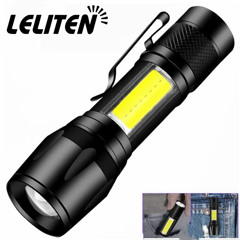

USB Rechargeable Have Built in battery Portable mini COB LED ZOOM Flashlight Outdoor hunting Torch