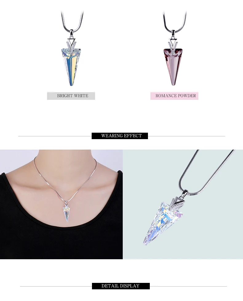 Warme Farben Кристалл от Swarovski треугольный кристалл кулон ожерелье со змеиной цепочкой хорошее ювелирное изделие подарок для леди ожерелье