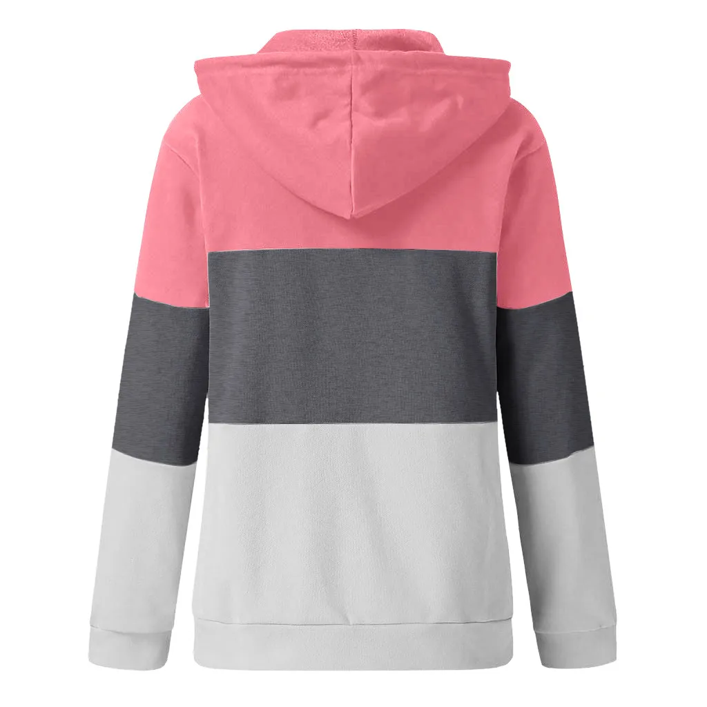 

2021 Women's Full Hoodie Long Sleeve Hooded Sweatshirt Pocket Jacket Jacket Fashion casual big pocket stitching sweater moletom