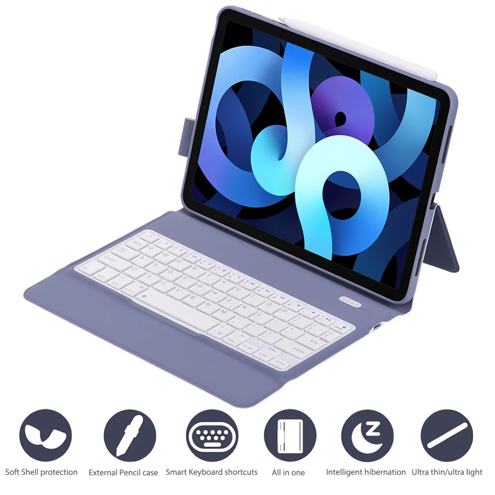 

Портативная Bluetooth-клавиатура с защитным чехлом, вращающаяся на 360 градусов клавиатура с подсветкой и поворотной сенсорной клавиатурой для ...