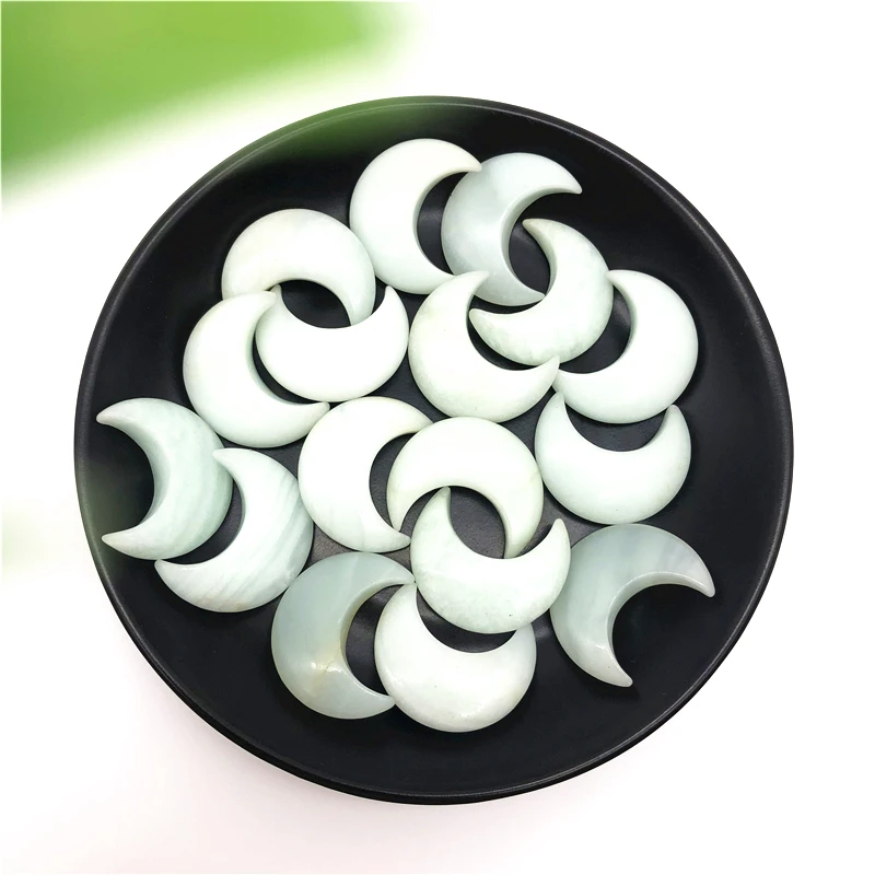 

1pc Natural Amazonite Moon Shaped Gemstone Healing Crystal Specimen Polished Stones Natural Stones and Minerals