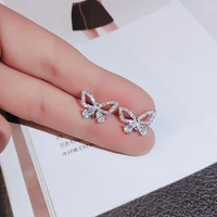 utimtree luxury butterfly stud earrings for women cubic zirconia earring sterling silver jewelry brincos