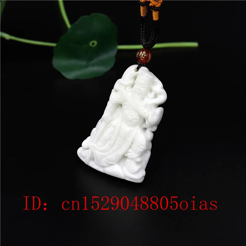 Натуральный белый зеленый китайский нефритовый воин Кулон ожерелье Шарм