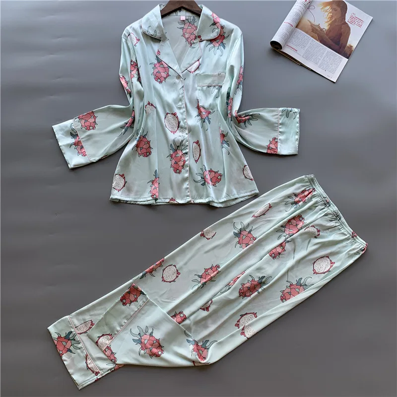 Smmoloa 2019 осень зима длинный рукав Пижама женская натуральный шелк пижамы |
