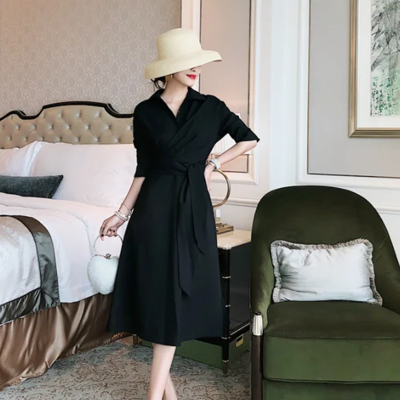 Женское модное осеннее шикарное Повседневное платье-рубашка с длинным рукавом