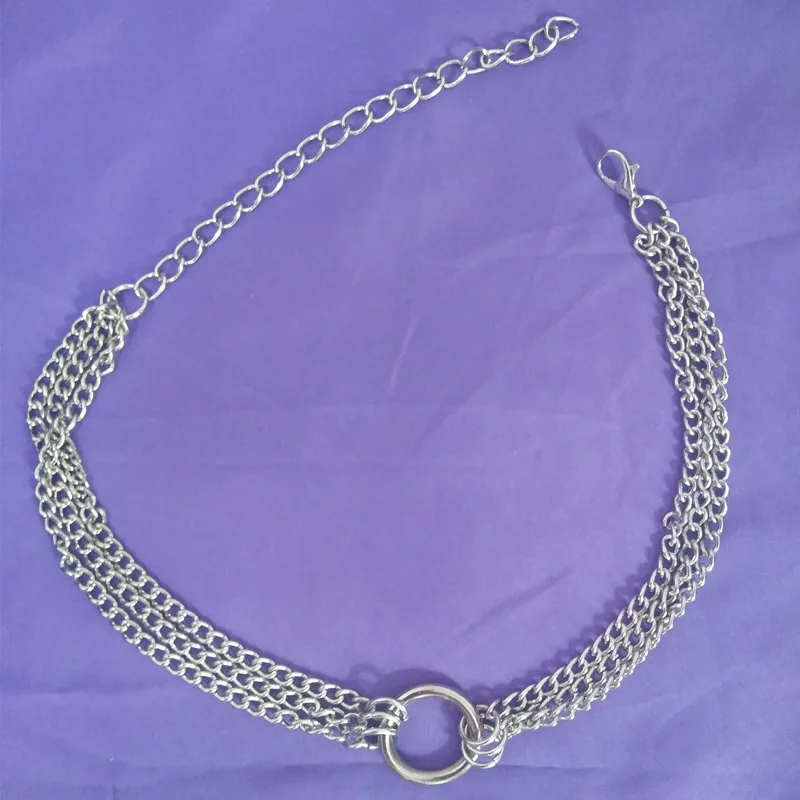 

Iron Alloy Metal Chain Small O Pendant Choker Necklace for Women Punk Rock Metal Chain Choker Fashion Jewlery